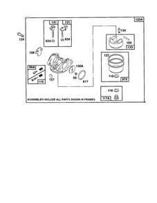 Choke/Carburetor Diagram and Parts List for 12F800-12F899 0821-0829-0873 Briggs and Stratton Engine